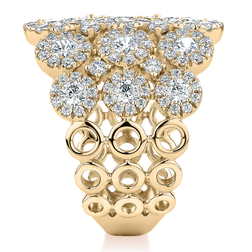 Celeste Dress ring with 2.86 carats* of diamond simulants in 10 carat yellow gold
