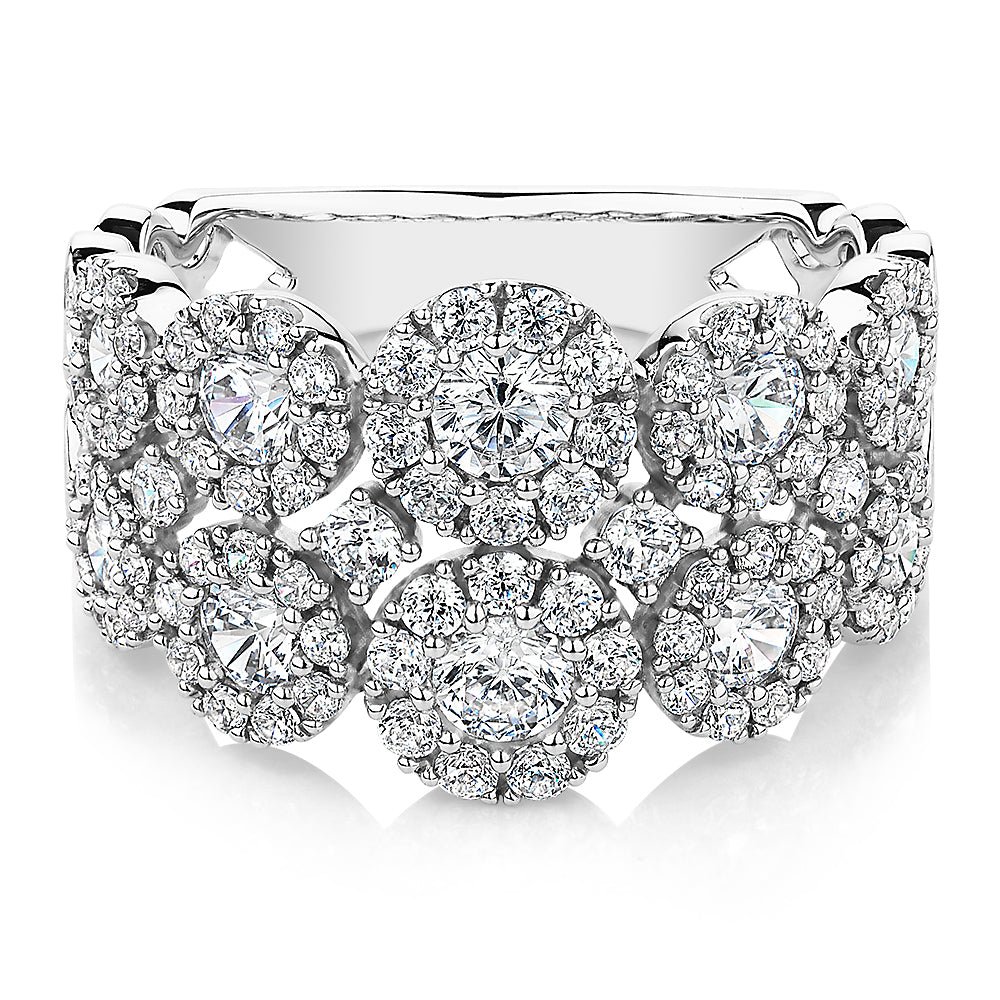 Celeste Dress ring with 1.87 carats* of diamond simulants in 10 carat white gold
