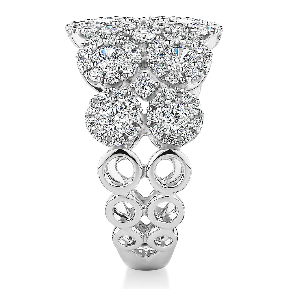 Celeste Dress ring with 1.87 carats* of diamond simulants in 10 carat white gold
