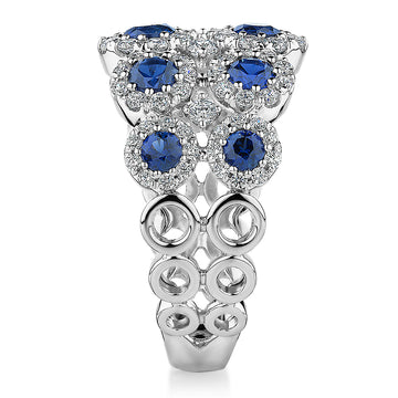 Celeste Dress ring with sapphire simulants and 0.91 carats* of diamond simulants in 10 carat white gold secondary view