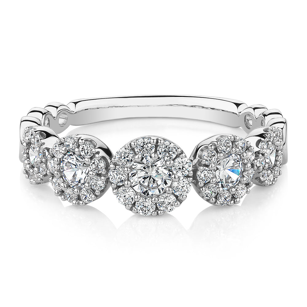 Celeste Dress ring with 0.89 carats* of diamond simulants in 10 carat white gold