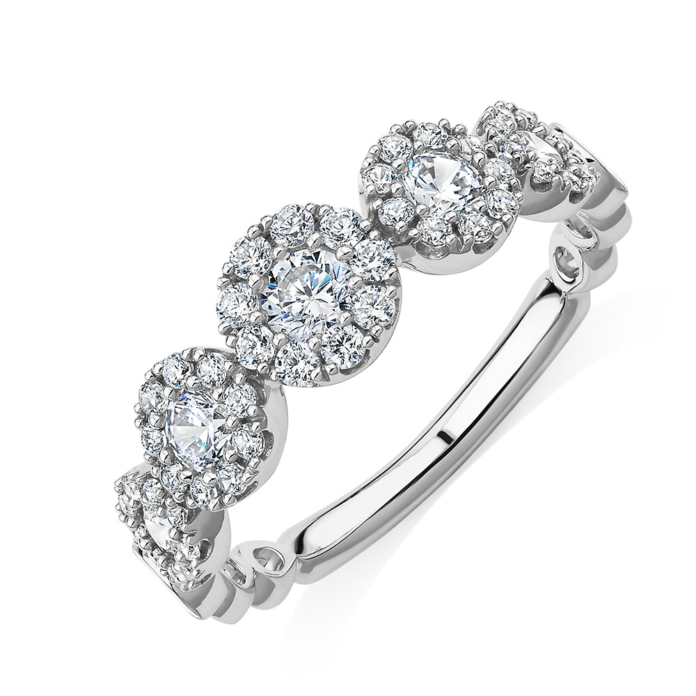 Celeste Dress ring with 0.89 carats* of diamond simulants in 10 carat white gold