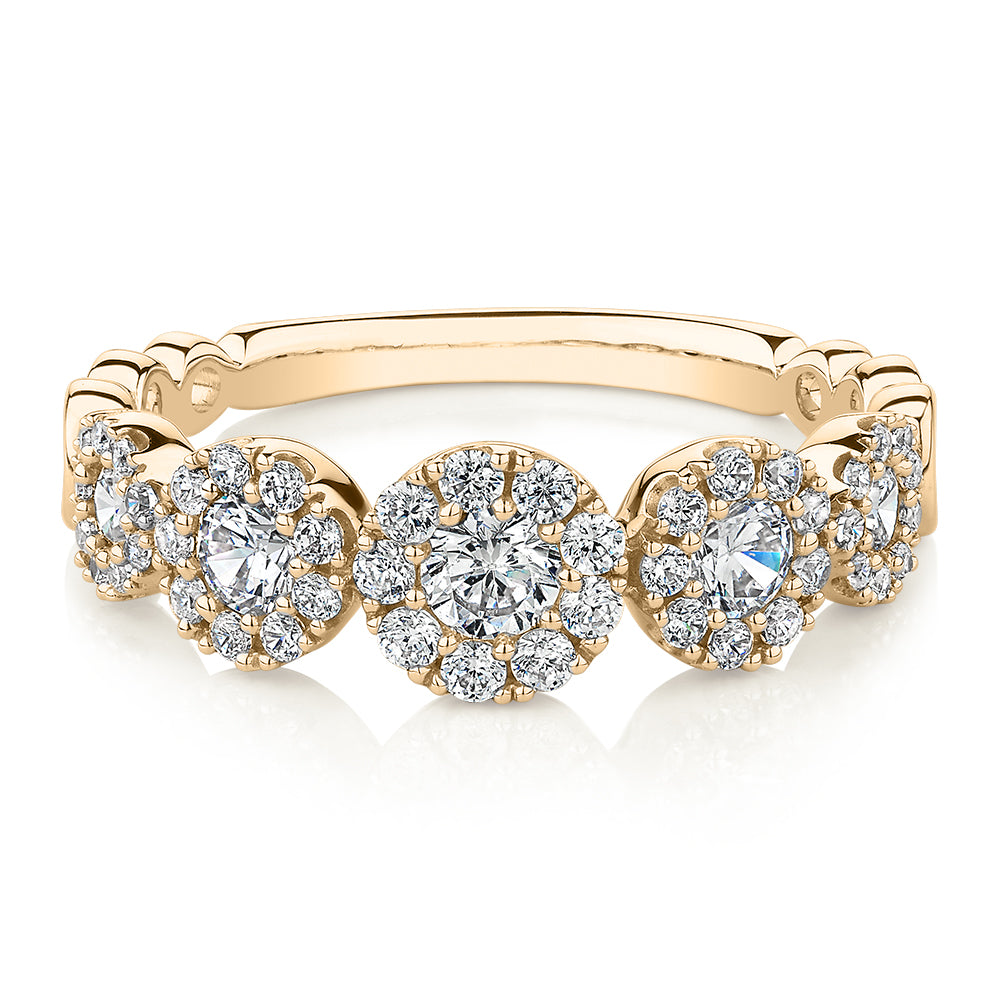 Celeste Dress ring with 0.89 carats* of diamond simulants in 10 carat yellow gold