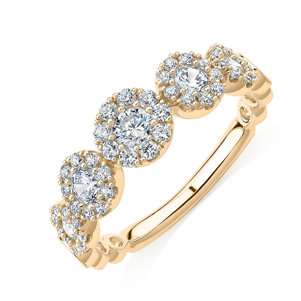 Celeste Dress ring with 0.89 carats* of diamond simulants in 10 carat yellow gold