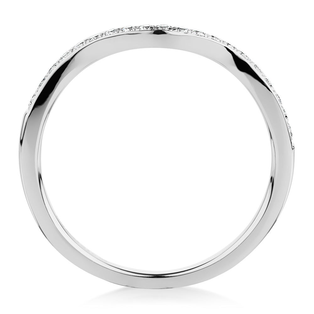 Round Brilliant curved wedding or eternity band in 14 carat white gold