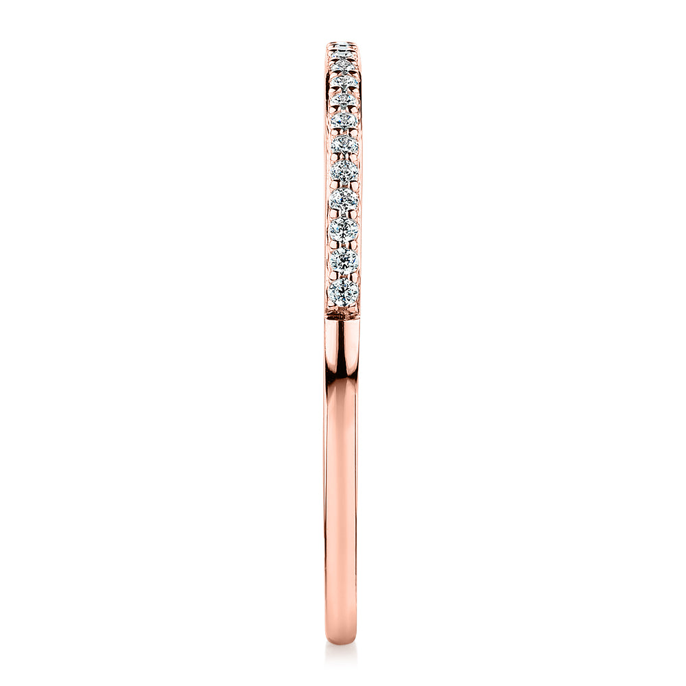 Round Brilliant wedding or eternity band in 10 carat rose gold