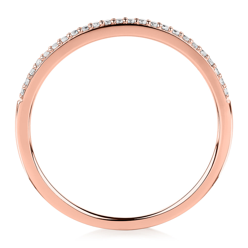 Round Brilliant wedding or eternity band in 10 carat rose gold