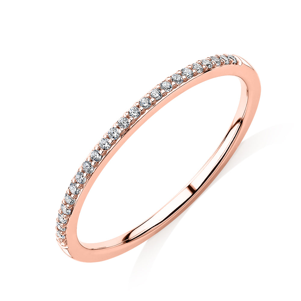 Round Brilliant wedding or eternity band in 10 carat rose gold