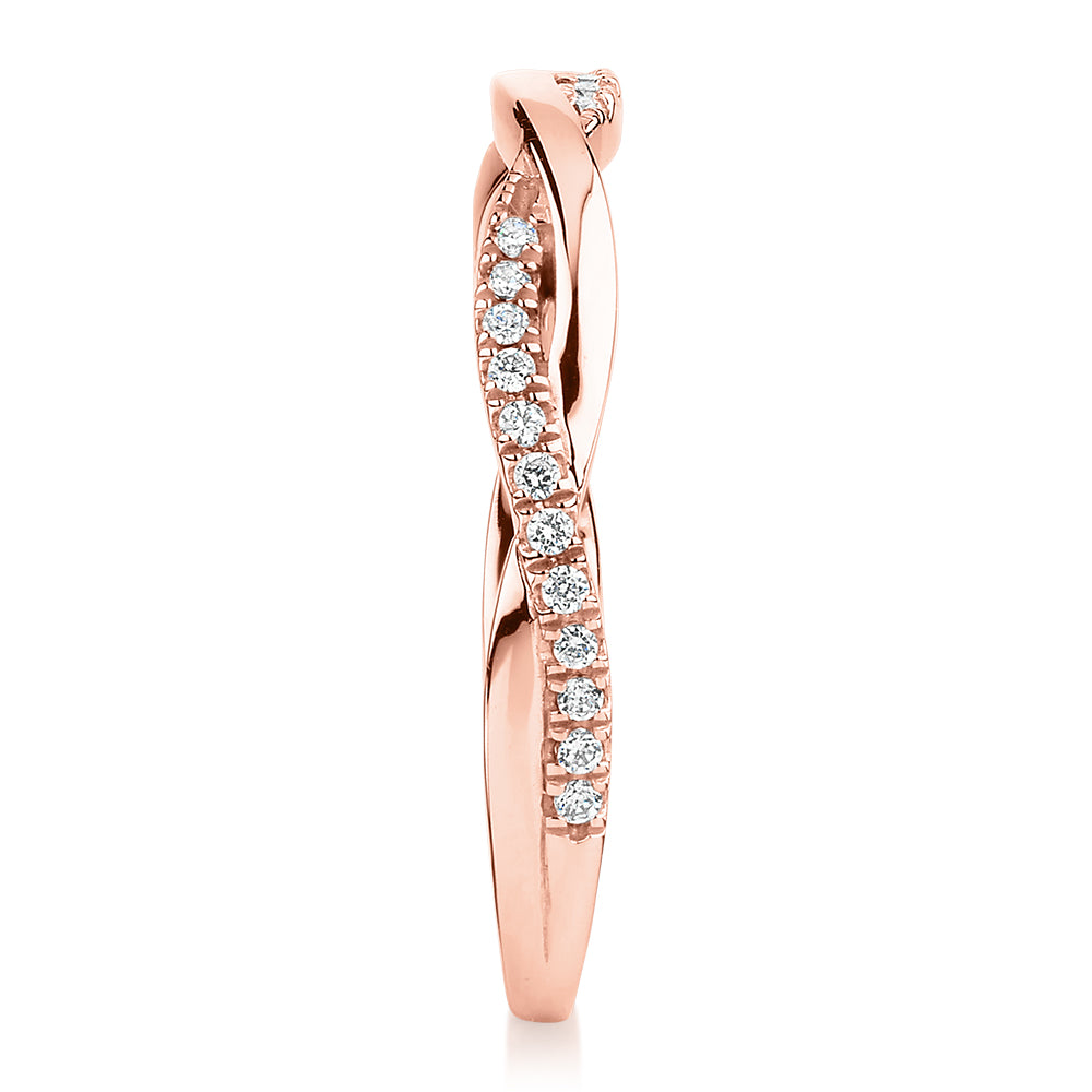 Round Brilliant wedding or eternity band in 14 carat rose gold