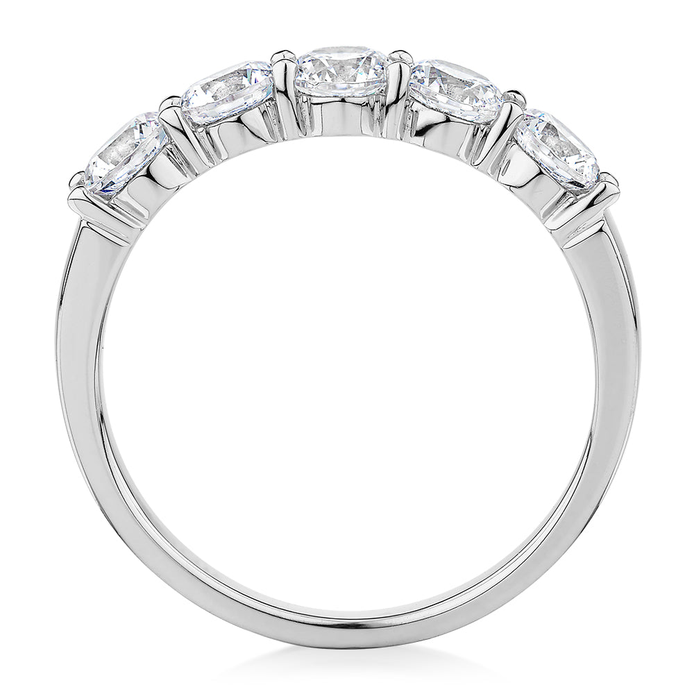Dress ring with 1 carat* of diamond simulants in 14 carat white gold