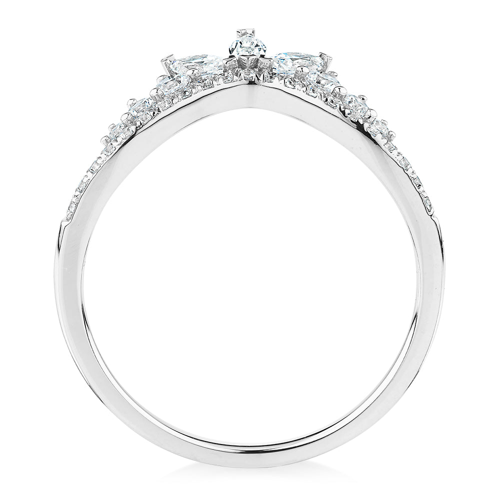 Marquise curved wedding or eternity band with 0.54 carats* of diamond simulants in 10 carat white gold