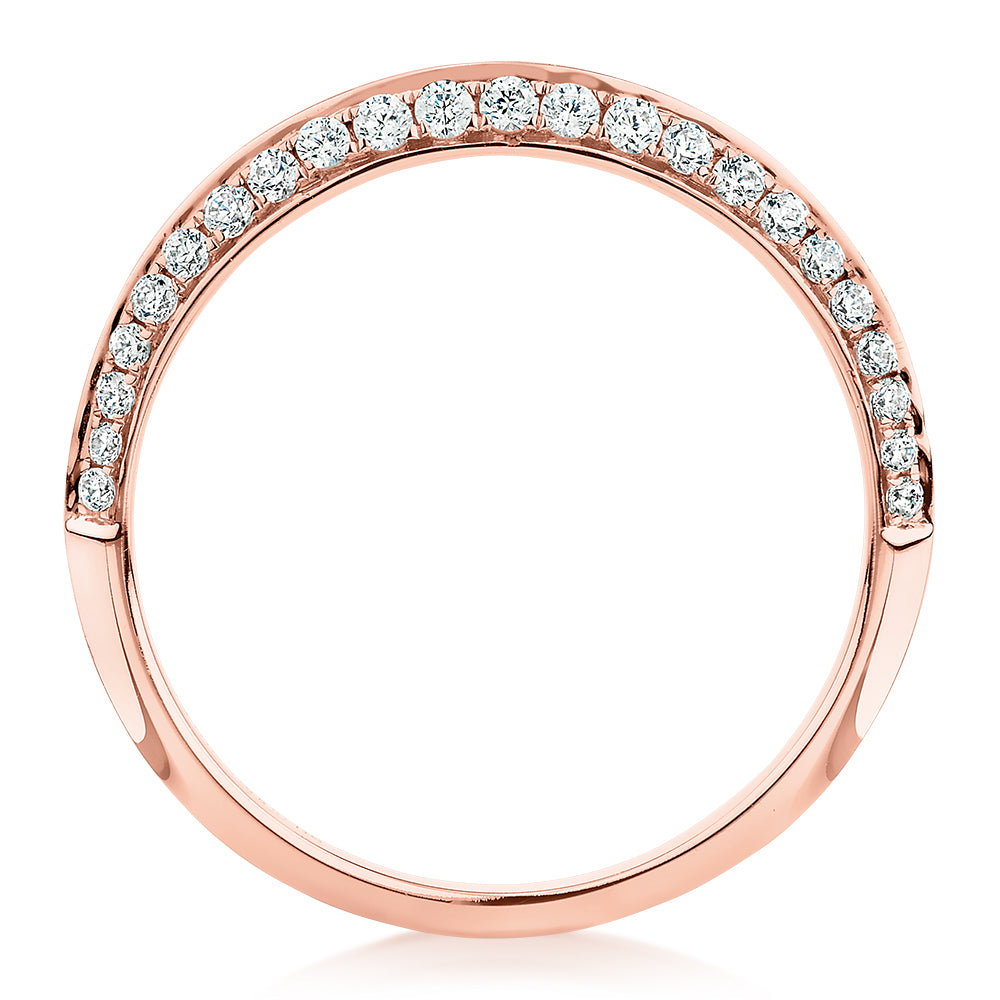 Wedding or eternity band with 0.35 carats* of diamond simulants in 14 carat rose gold