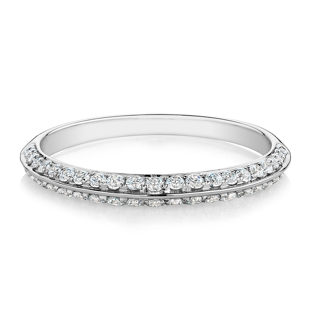 Wedding or eternity band with 0.35 carats* of diamond simulants in 14 carat white gold