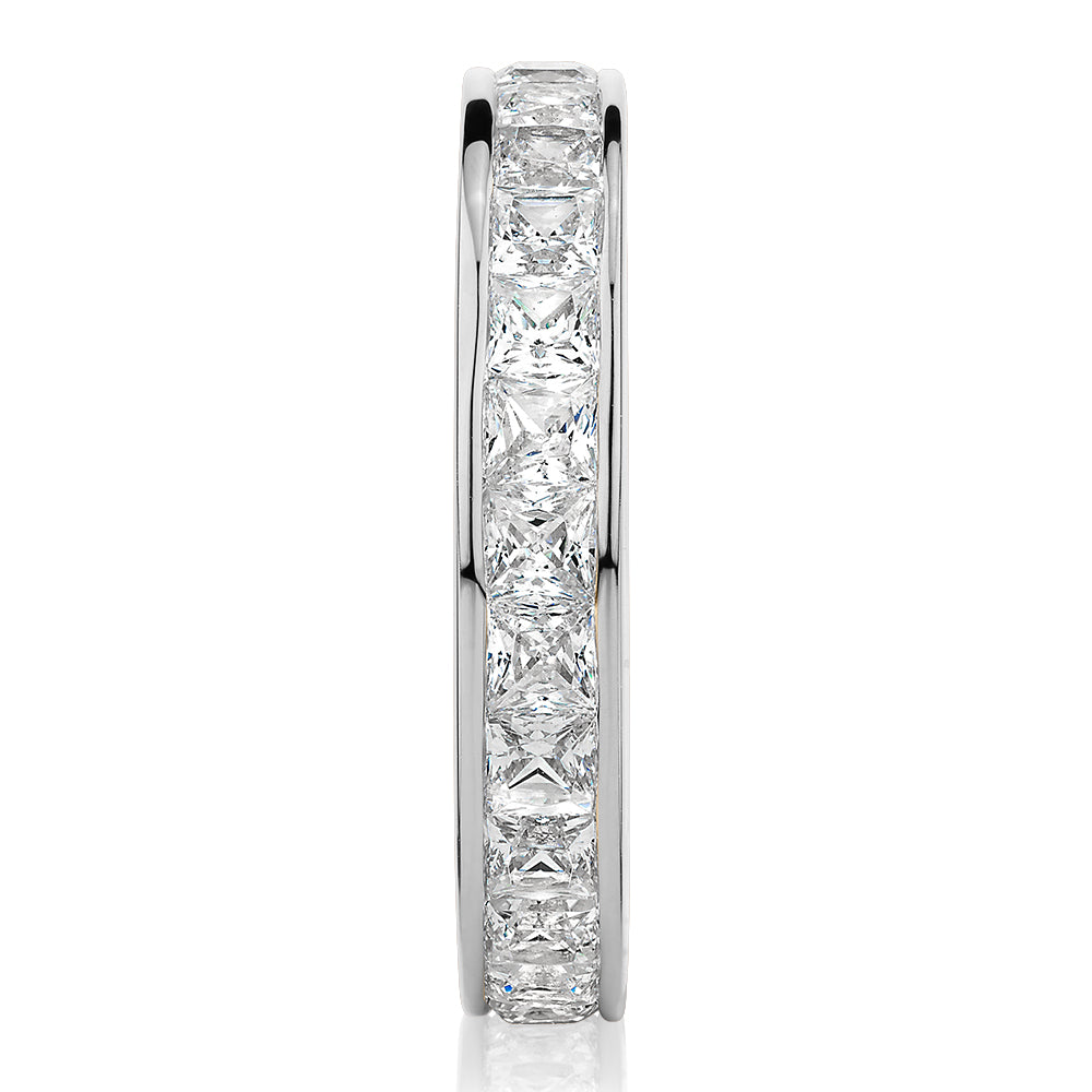 All-rounder eternity band with 2.5 carats* of diamond simulants in 10 carat white gold