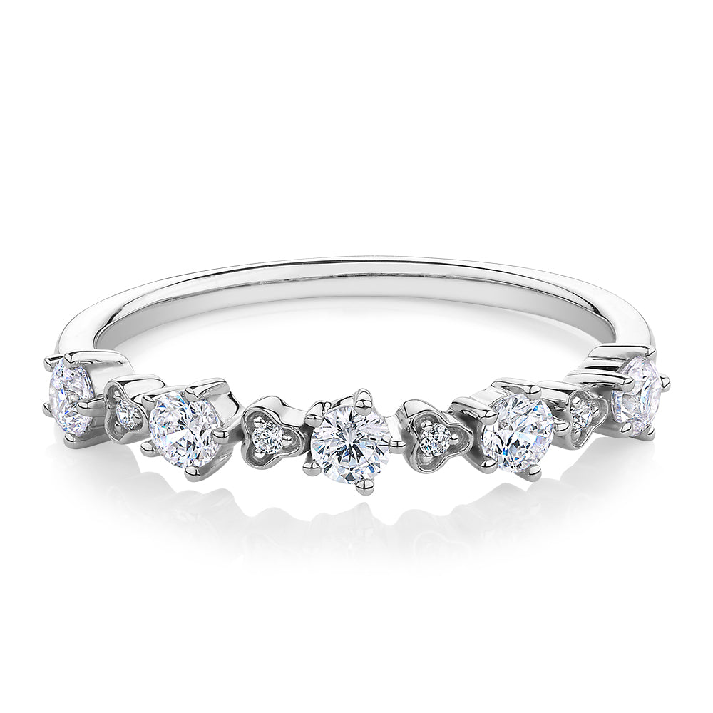 Wedding or eternity band with 0.32 carats* of diamond simulants in 10 carat white gold