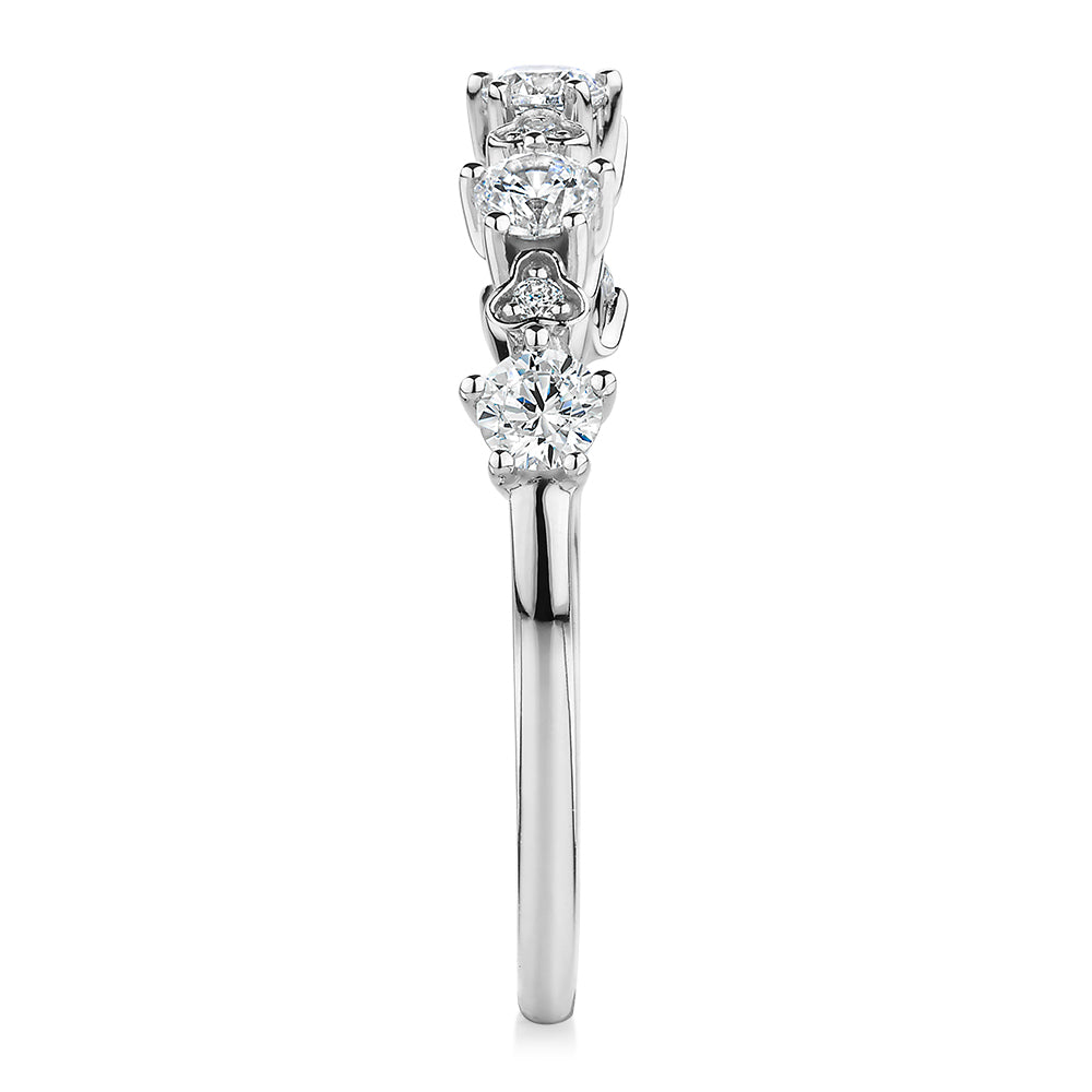Wedding or eternity band with 0.32 carats* of diamond simulants in 10 carat white gold