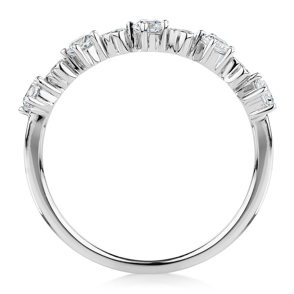 Wedding or eternity band with 0.32 carats* of diamond simulants in 10 carat white gold