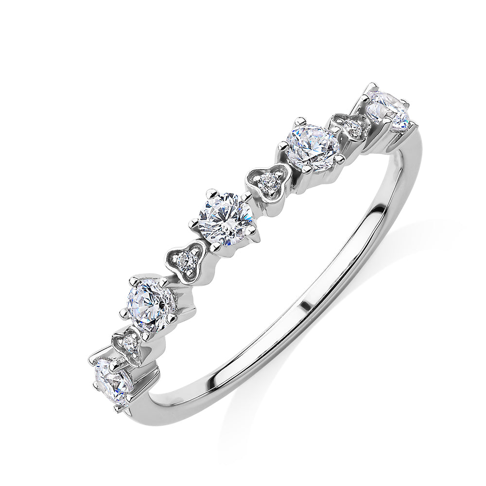 Wedding or eternity band with 0.32 carats* of diamond simulants in 10 carat white gold