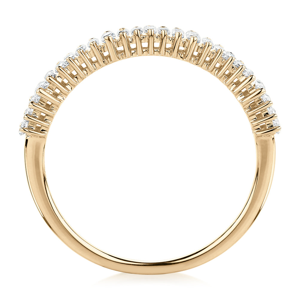 Wedding or eternity band with 0.48 carats* of diamond simulants in 10 carat yellow gold