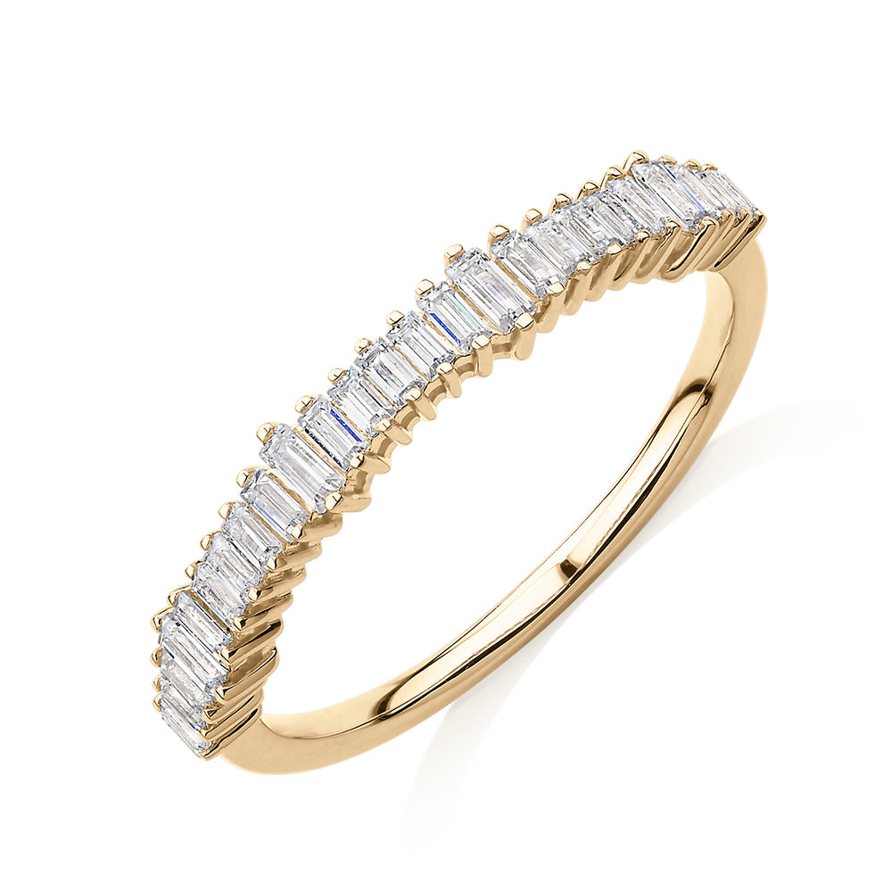 Wedding or eternity band with 0.48 carats* of diamond simulants in 10 carat yellow gold