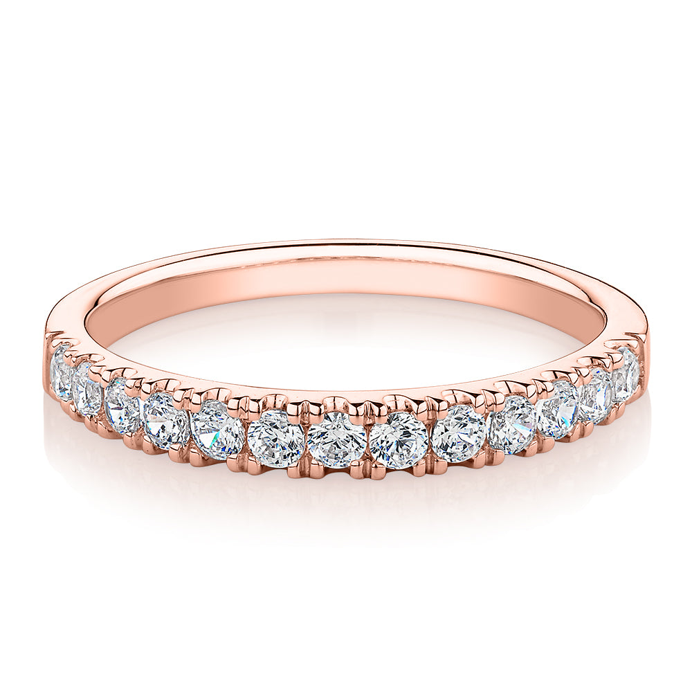 Wedding or eternity band with 0.39 carats* of diamond simulants in 10 carat rose gold