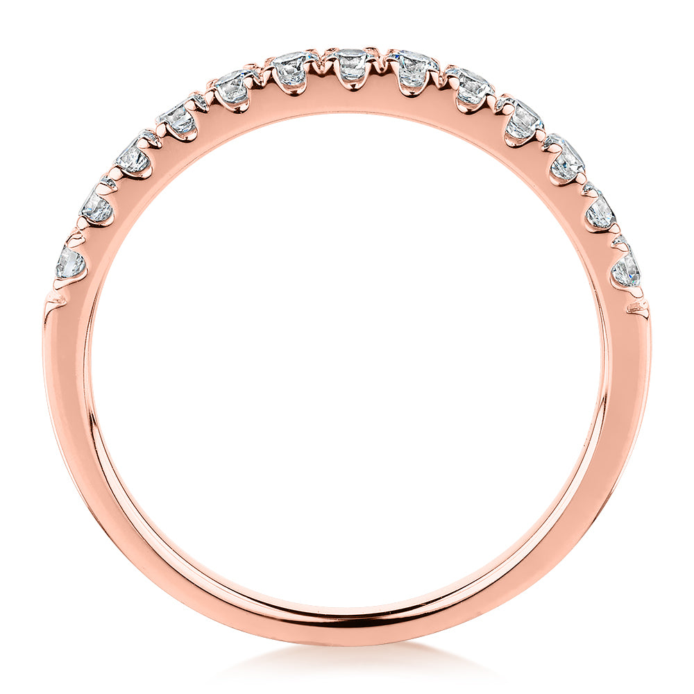 Wedding or eternity band with 0.39 carats* of diamond simulants in 10 carat rose gold