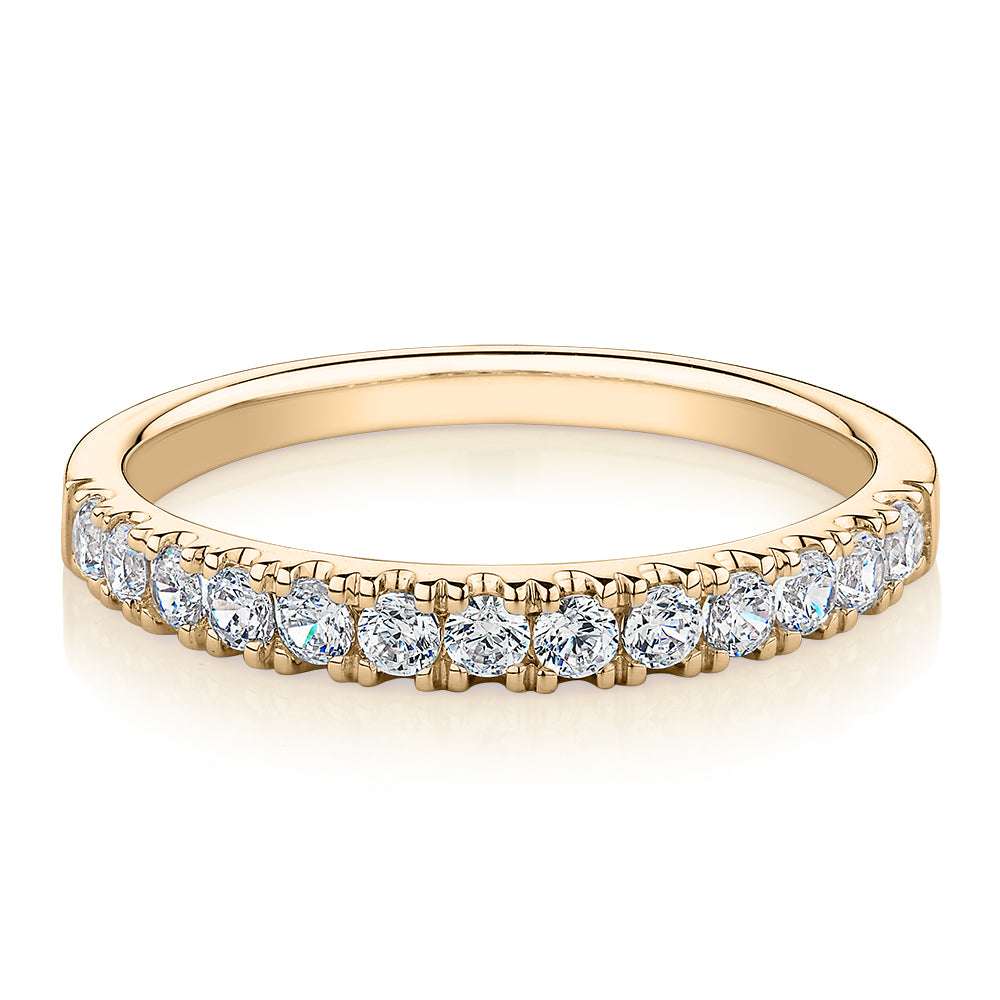 Wedding or eternity band with 0.39 carats* of diamond simulants in 10 carat yellow gold