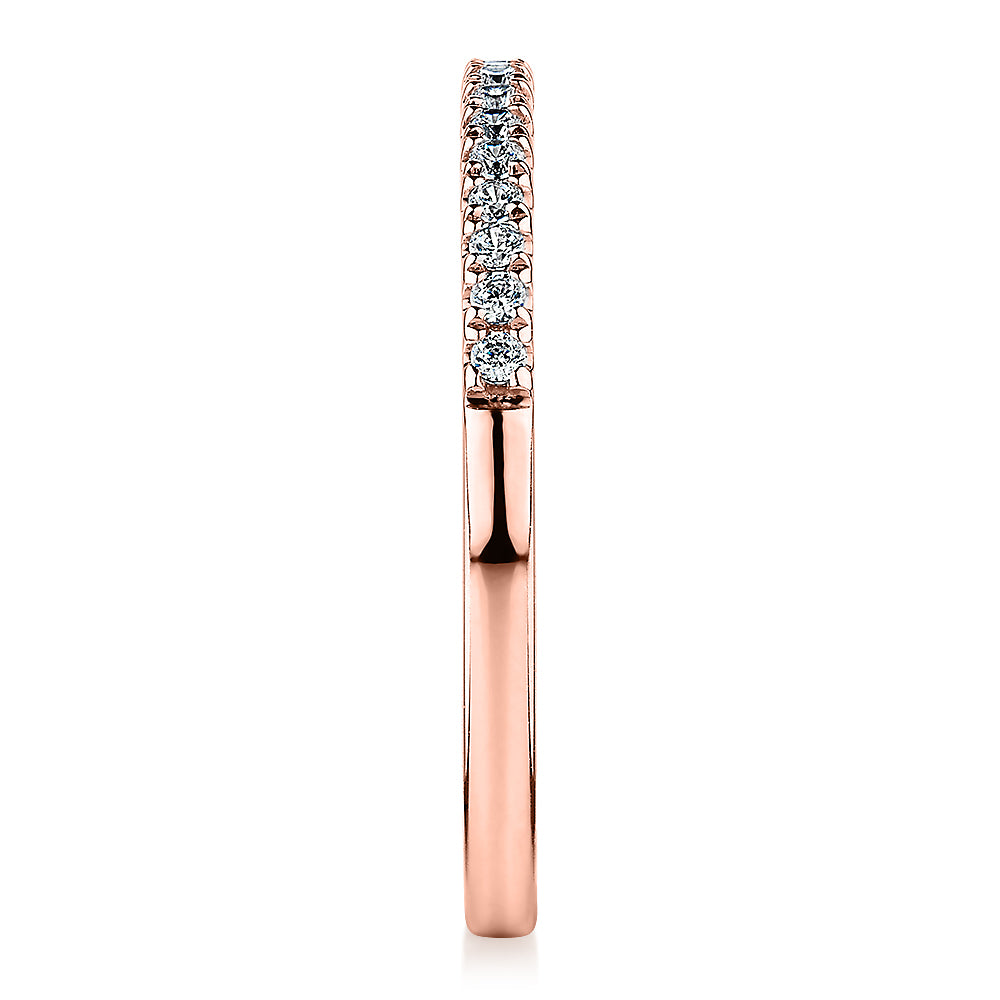Wedding or eternity band in 14 carat rose gold