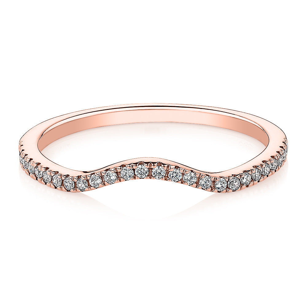 Curved wedding or eternity band in 14 carat rose gold