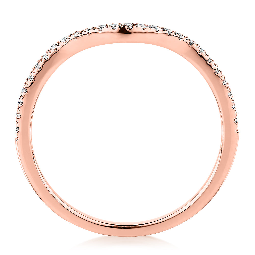 Curved wedding or eternity band in 14 carat rose gold