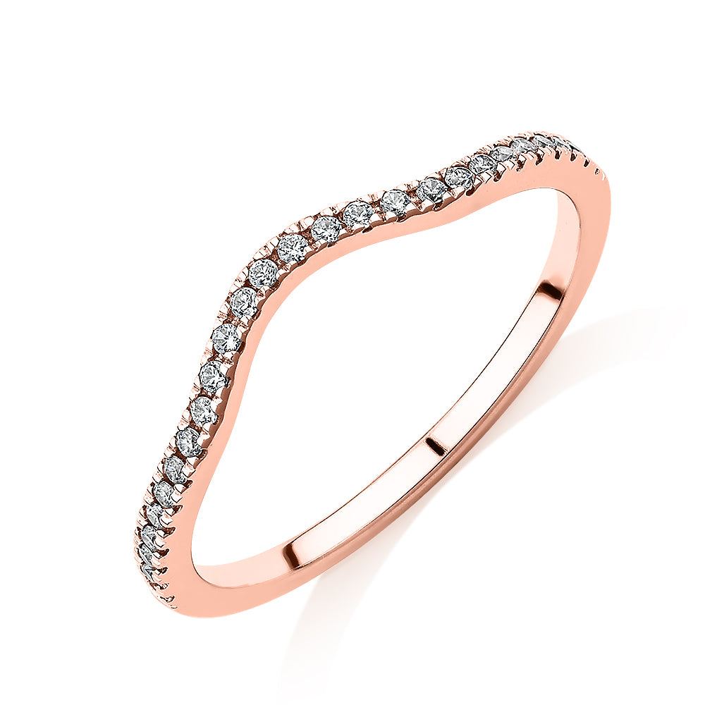 Curved wedding or eternity band in 14 carat rose gold