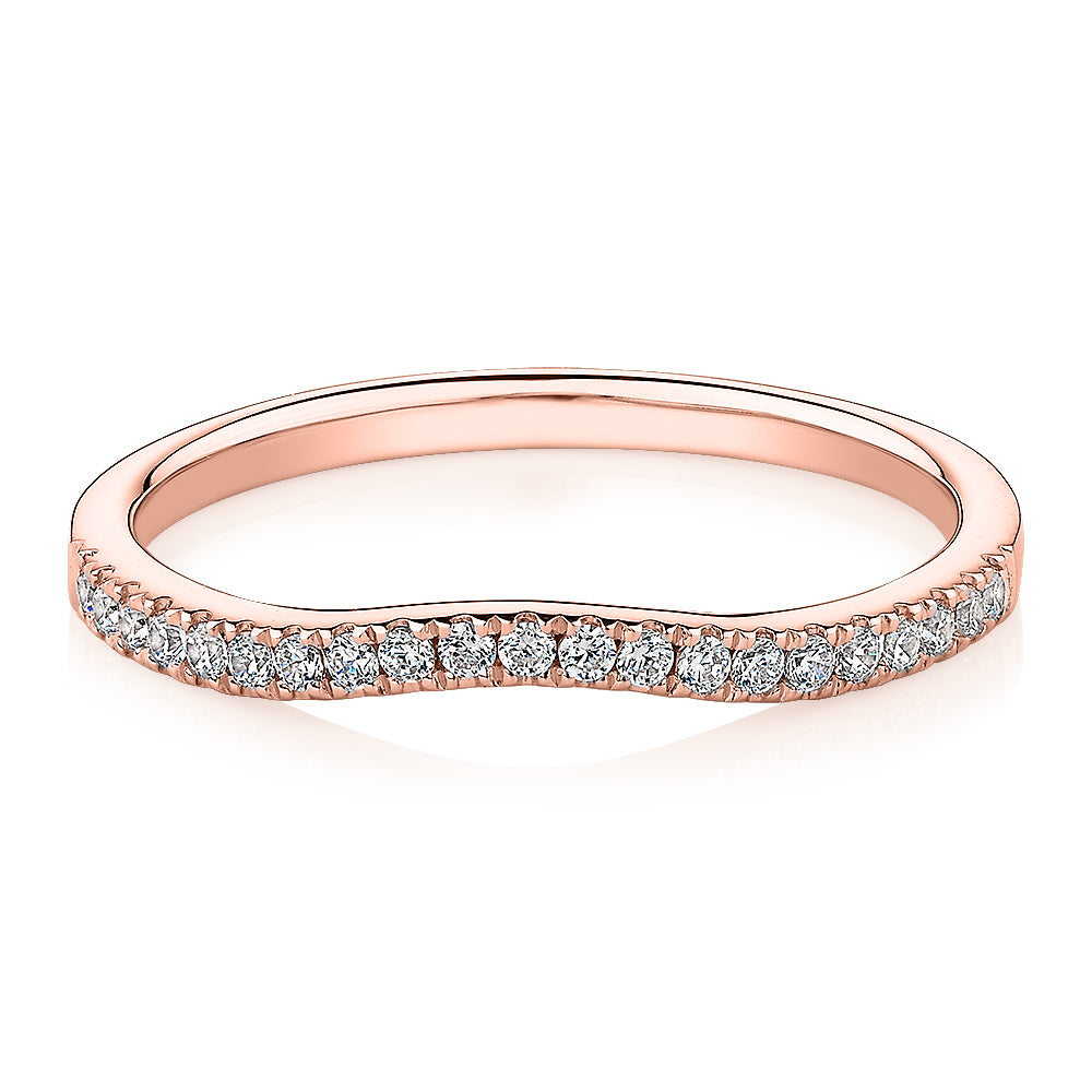 Curved wedding or eternity band in 14 carat rose gold