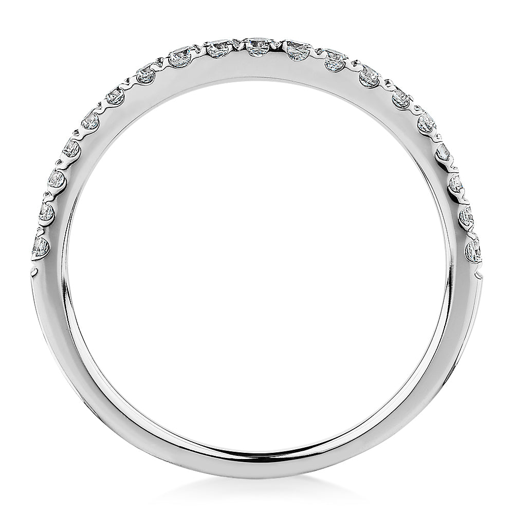Curved wedding or eternity band in 10 carat white gold