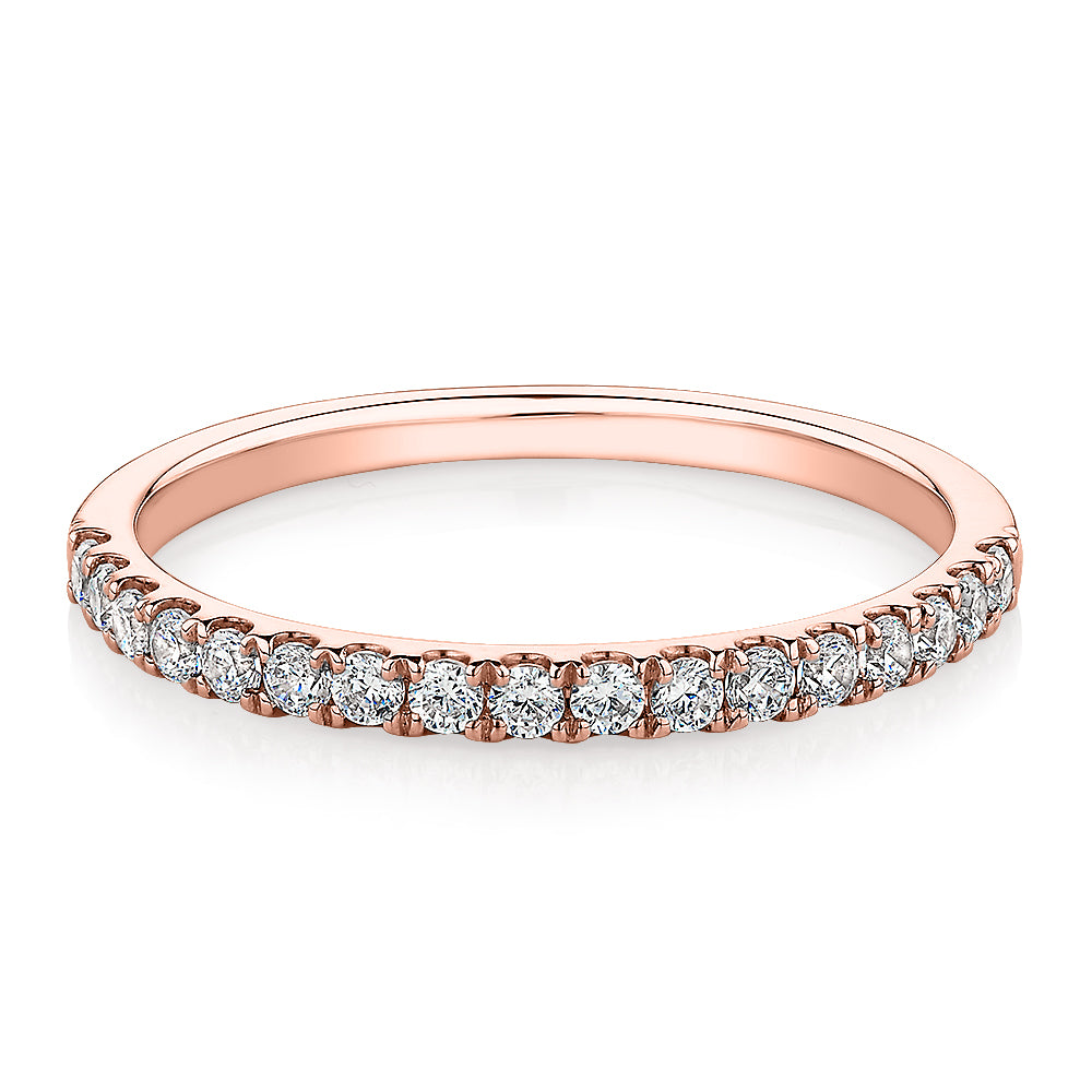 Wedding or eternity band with 0.25 carats* of diamond simulants in 10 carat rose gold