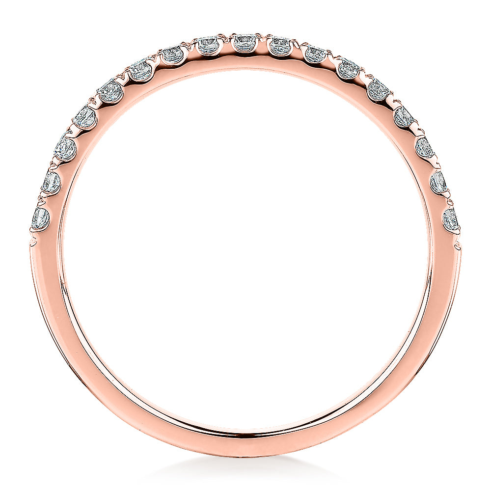 Wedding or eternity band with 0.25 carats* of diamond simulants in 10 carat rose gold