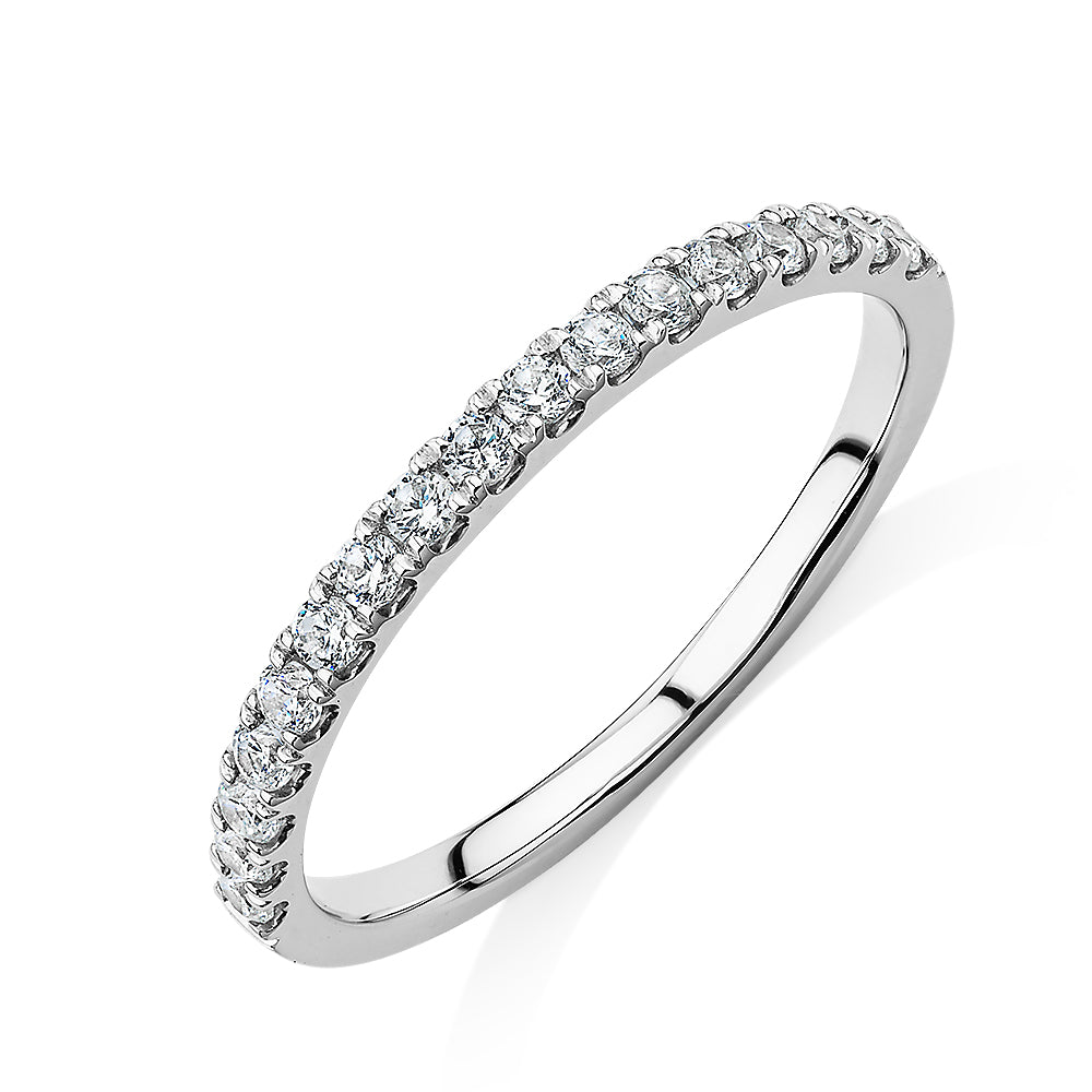 Wedding or eternity band with 0.25 carats* of diamond simulants in 10 carat white gold