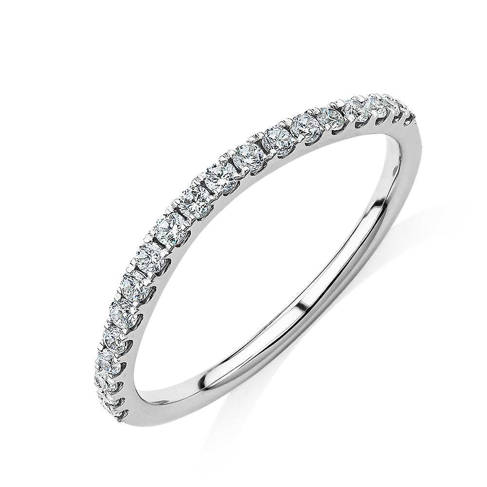 Curved wedding or eternity band in 10 carat white gold