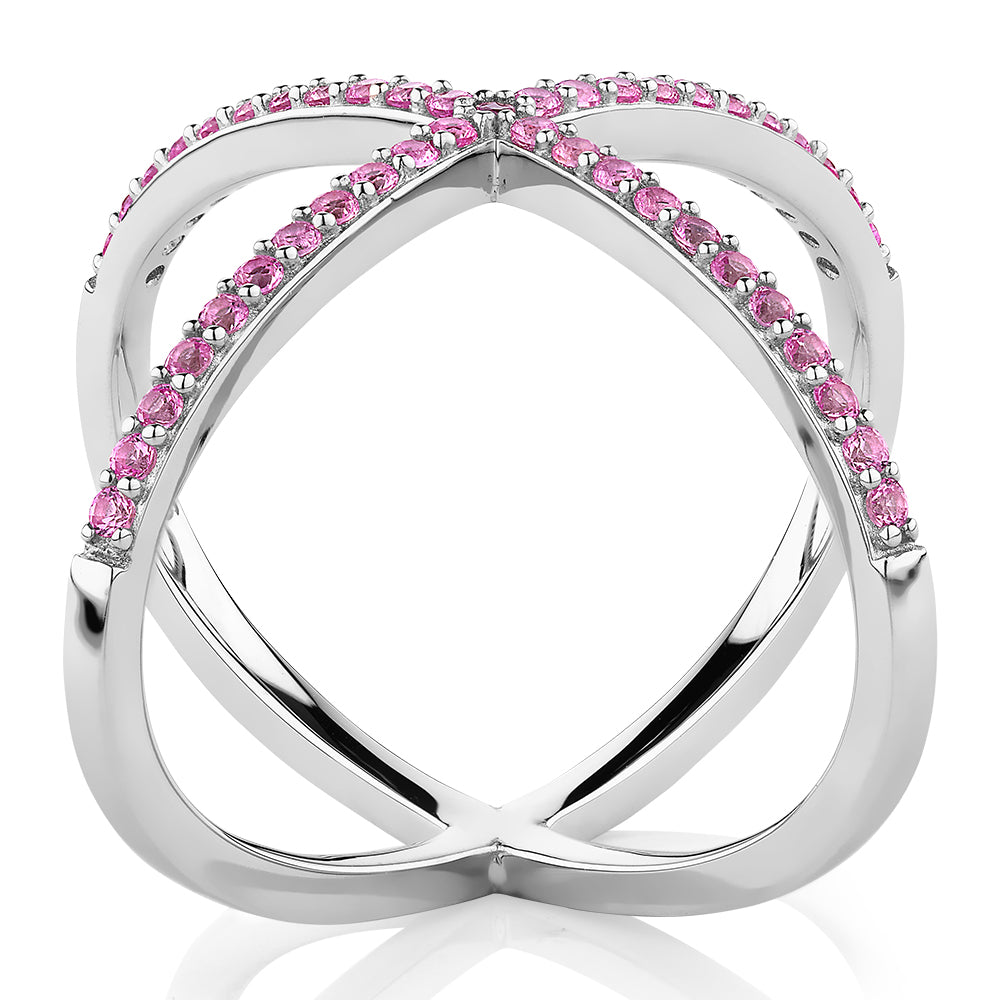 Dress ring with 0.45 carats* of diamond simulants in sterling silver