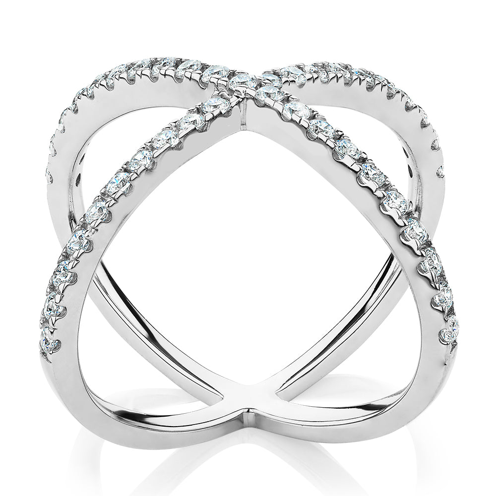 Dress ring with 0.62 carats* of diamond simulants in sterling silver