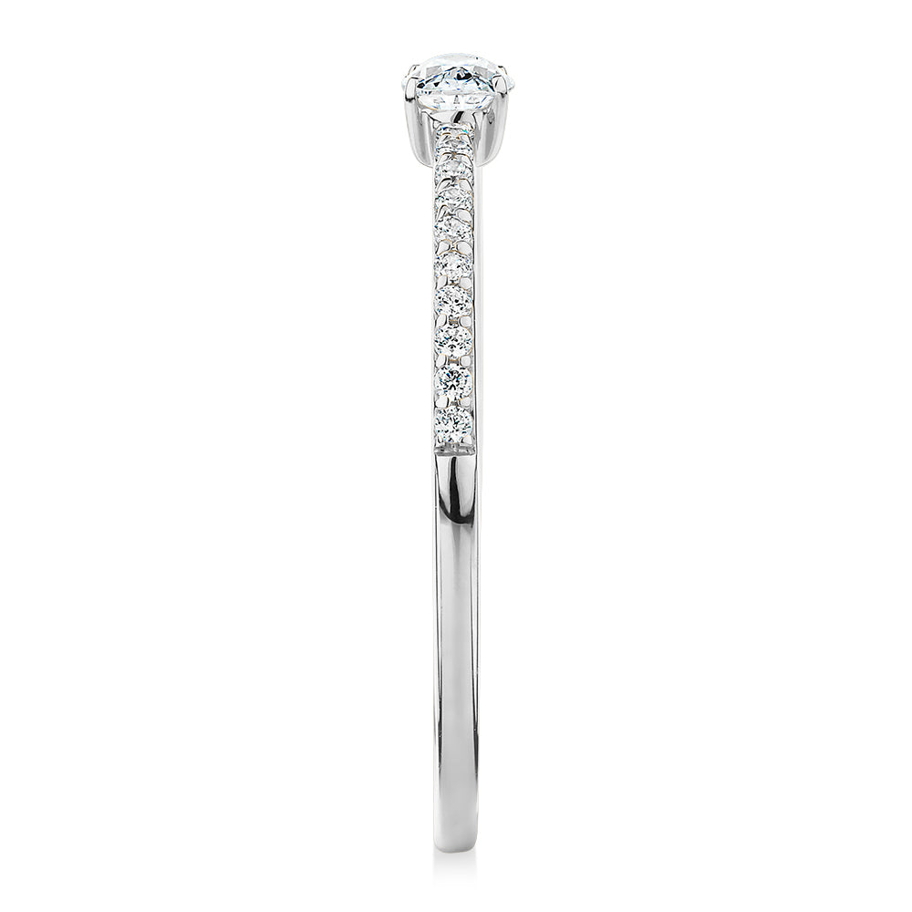 Dress ring with 0.31 carats* of diamond simulants in 10 carat white gold