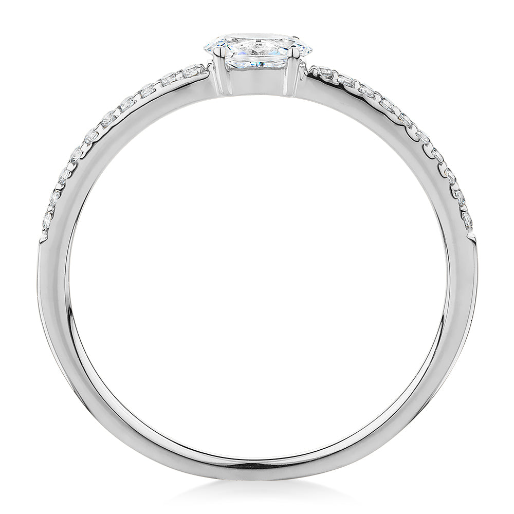 Dress ring with 0.31 carats* of diamond simulants in 10 carat white gold