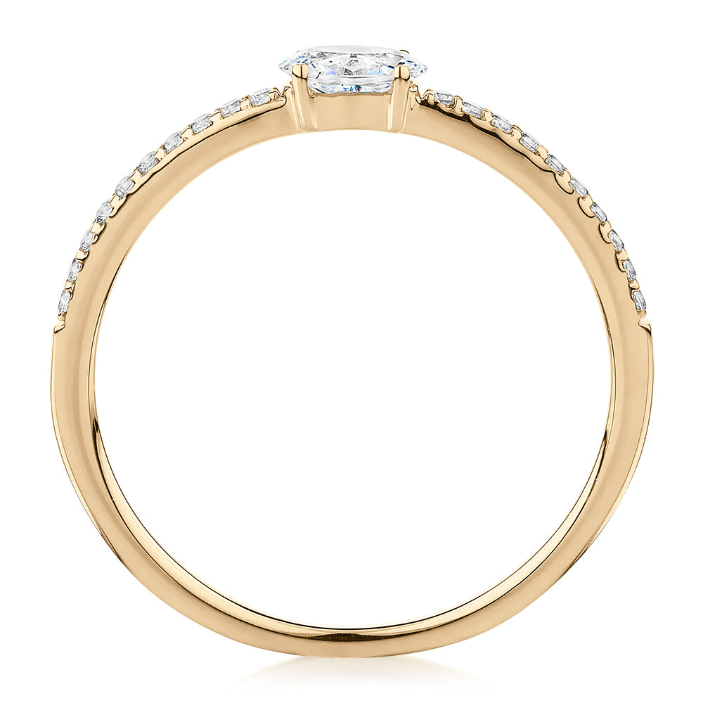 Dress ring with 0.31 carats* of diamond simulants in 10 carat yellow gold