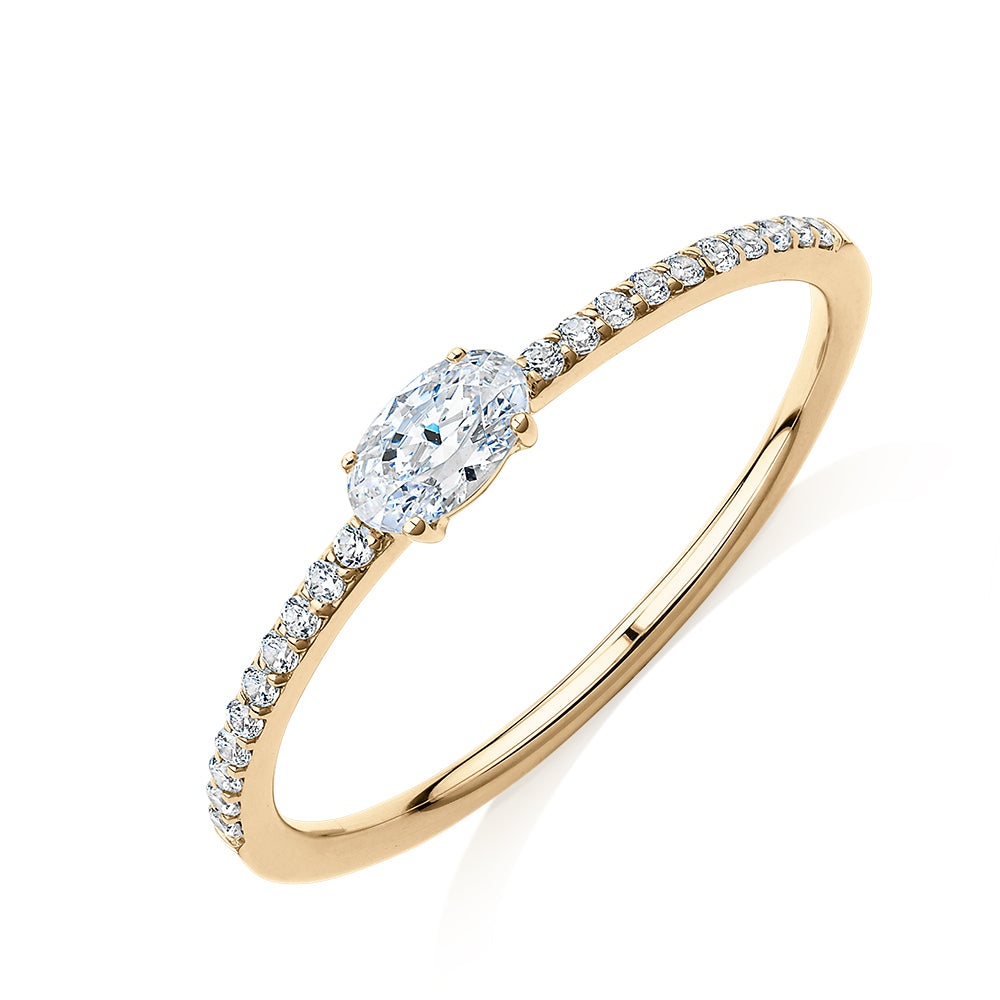 Dress ring with 0.31 carats* of diamond simulants in 10 carat yellow gold