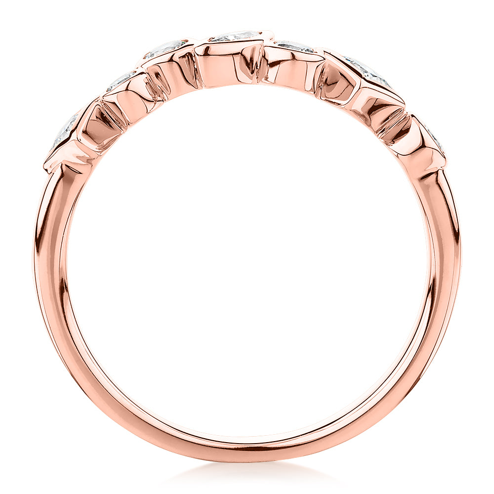 Dress ring with 0.48 carats* of diamond simulants in 10 carat rose gold