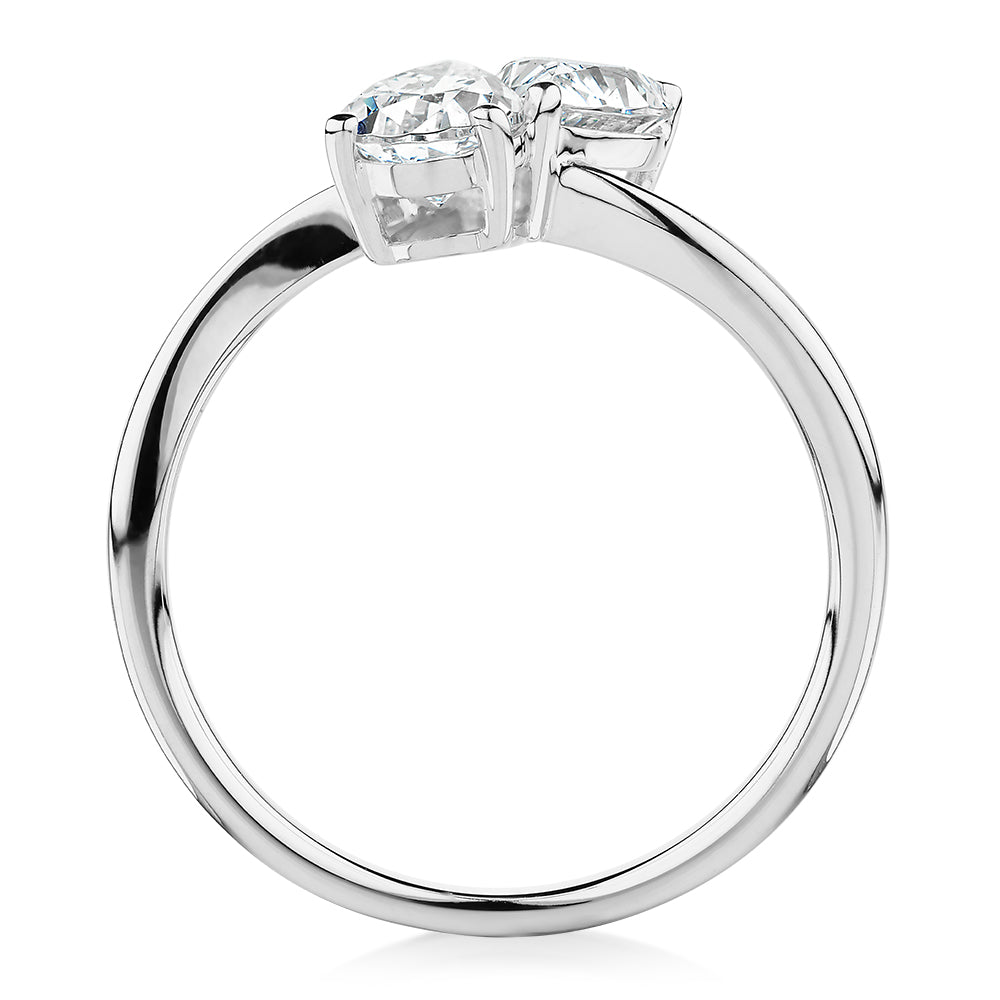 Dress ring with 1.42 carats* of diamond simulants in 10 carat white gold