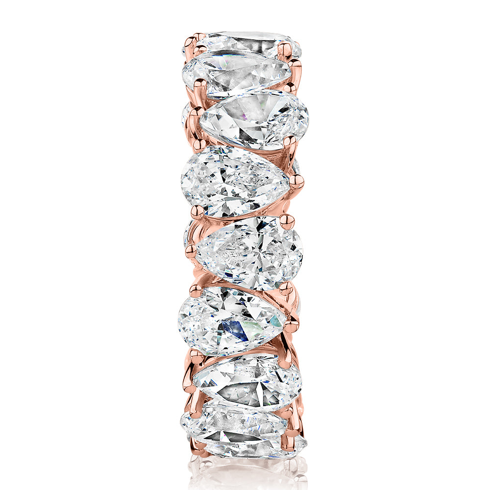 All-rounder eternity band with 7.02 carats* of diamond simulants in 10 carat rose gold