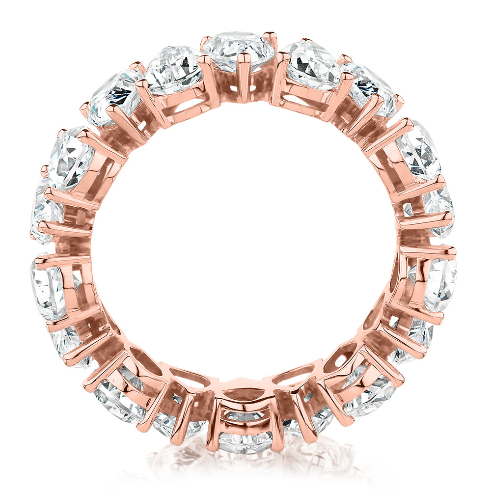 All-rounder eternity band with 7.02 carats* of diamond simulants in 10 carat rose gold