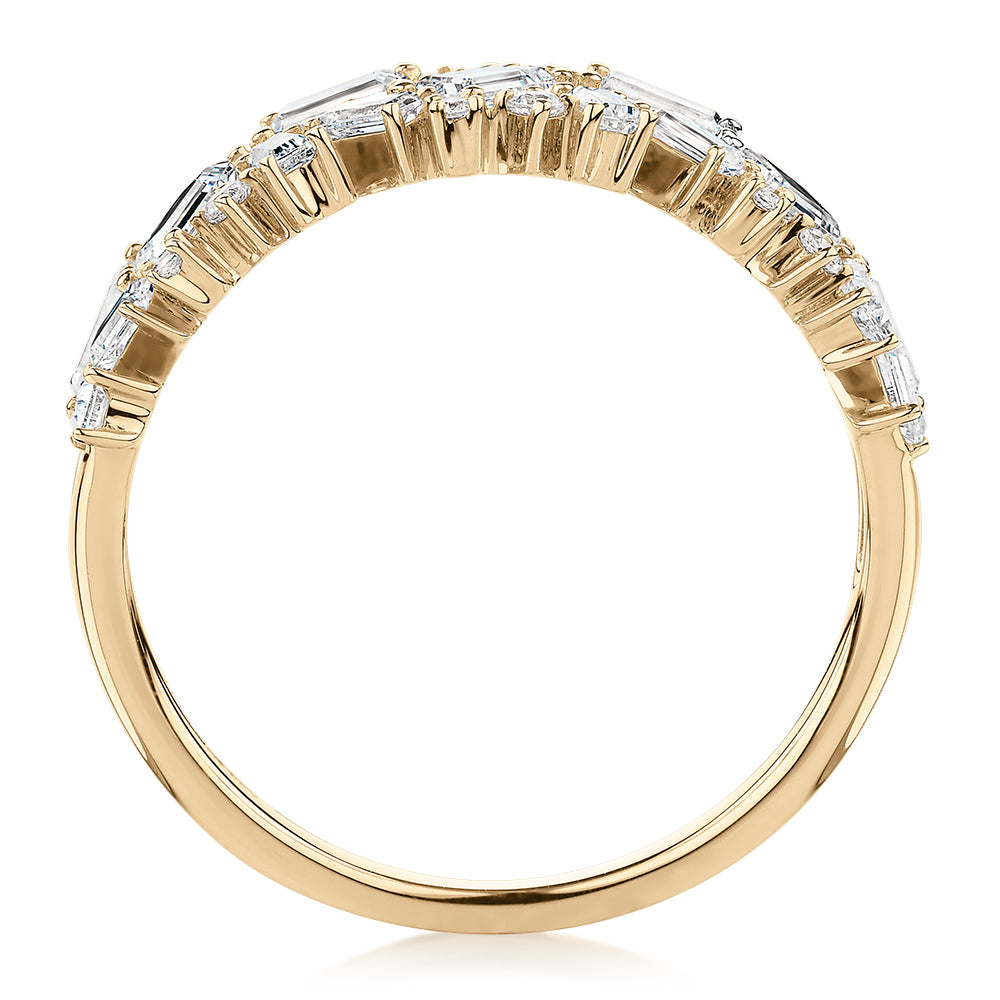 Dress ring with 1.03 carats* of diamond simulants in 10 carat yellow gold