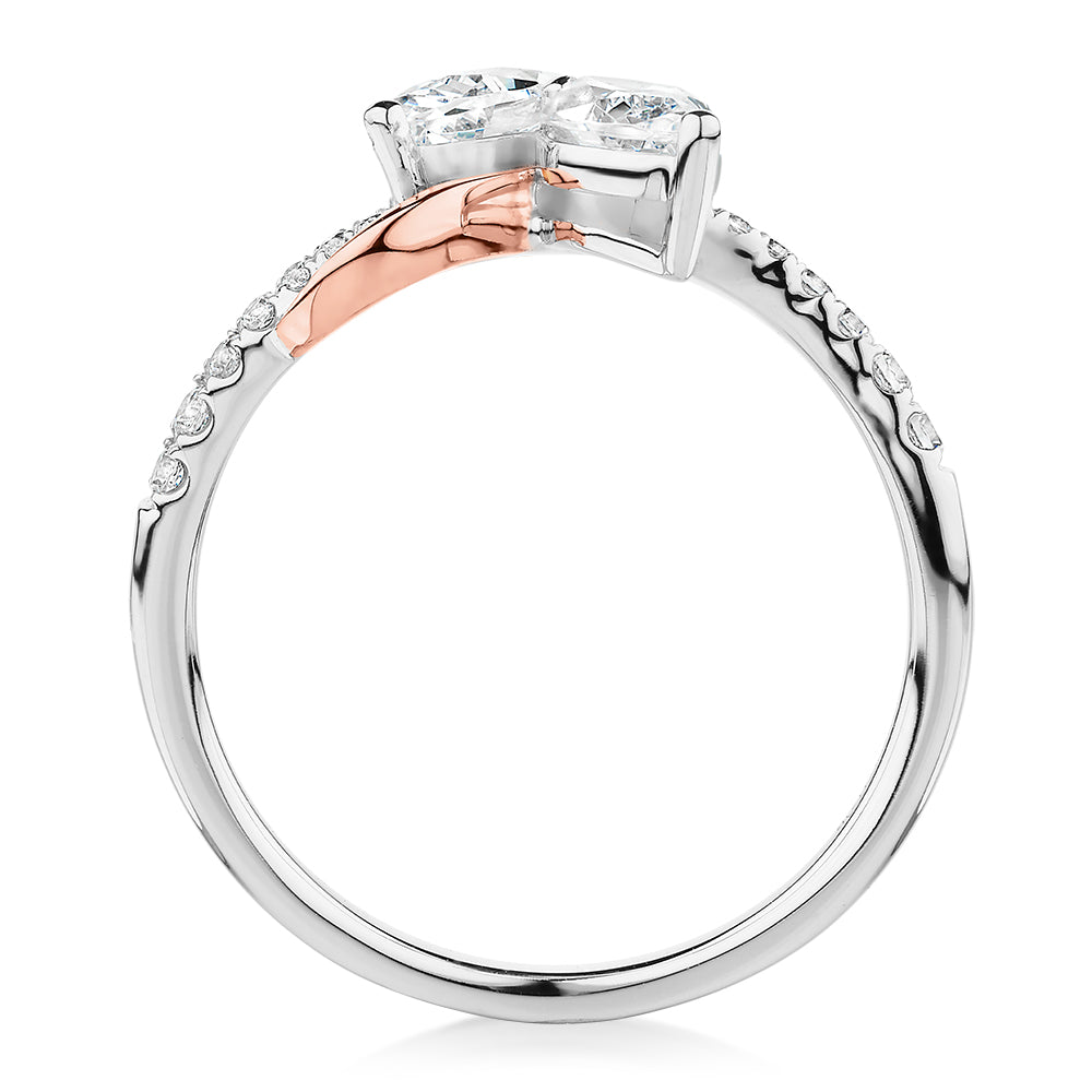 Dress ring with 1.06 carats* of diamond simulants in 10 carat rose and white gold