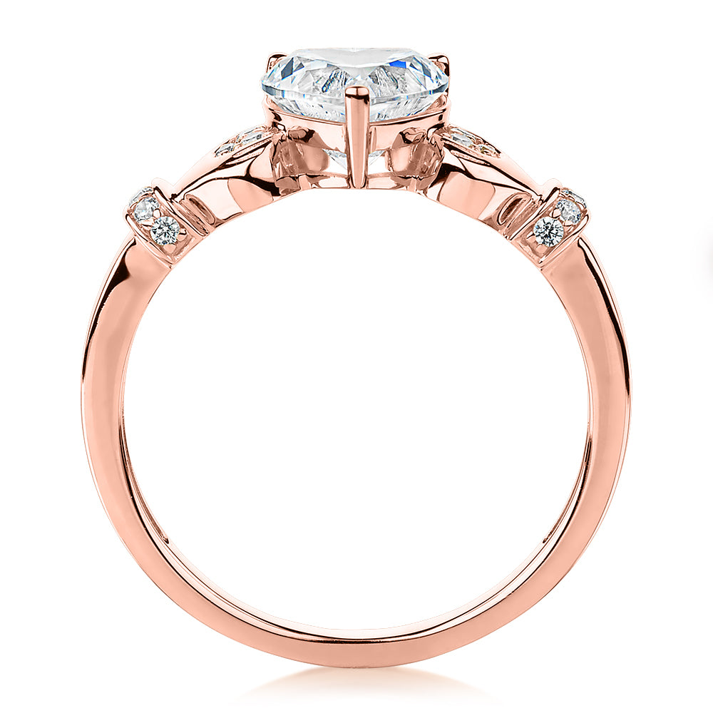 Dress ring with 1.23 carats* of diamond simulants in 10 carat rose gold